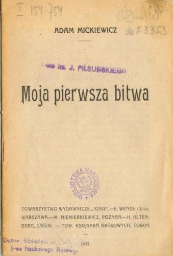 Livre Ma première bataille: Histoire d'un sergent (Moja Pierwsza Bitwa: Opowiadanie Sierżanta) en Polish
