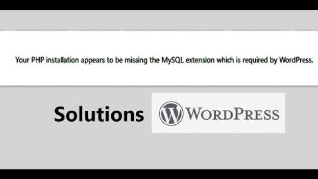 Video Your PHP installation appears to be missing the MySQL extension which is required by Wordpress in Deutsch