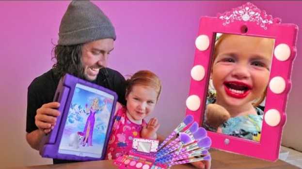 Video Adley App Reviews | Dress Up & Makeup Barbie game | Princess Makeover Pretend Play with Dad en français