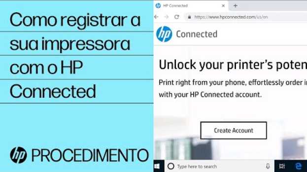Video Como registrar a sua impressora com o HP Connected in English