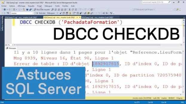 Video Utiliser DBCC CHECKDB pour vérifier la cohérence d'une base de données SQL Server en Español