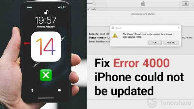 Видео How to Fix Error 4000 "The iPhone could not be updated. An unknown error occurred (4000)." на русском