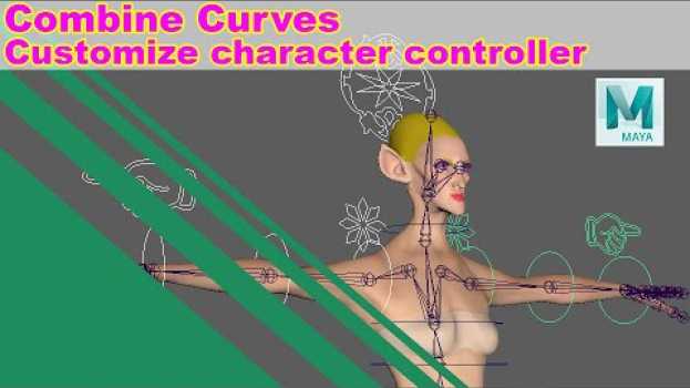 Video Combine Curves. Merge curves into one curve and create stylized character controller in Maya 2020 in English
