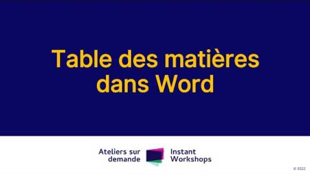 Video Table des matières dans word in English