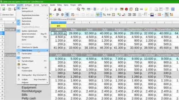 Video Zeilen und/oder Spalten fixieren in Calc - LibreOffice 6 (German) en Español