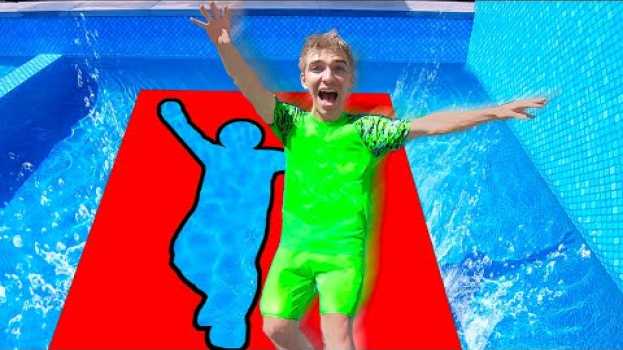 Видео Jumping Through IMPOSSIBLE Shapes into Backyard Pool! (Sharer Family Vacation $10,000 Challenge) на русском