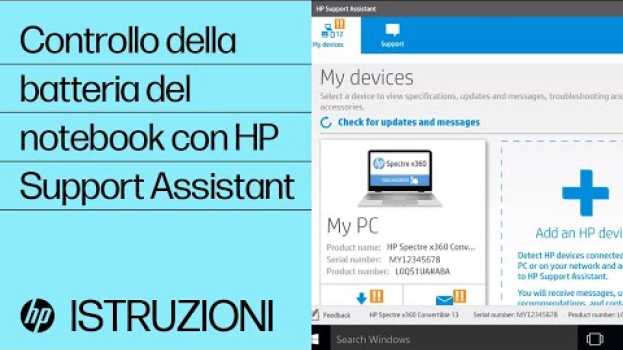 Video Controllo della batteria del notebook con HP Support Assistant | HP Support su italiano