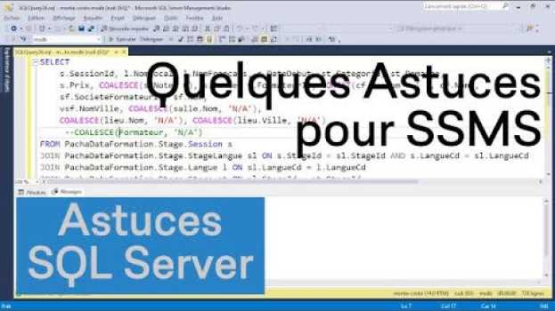 Video Quelques astuces pour SQL Server Management Studio en Español