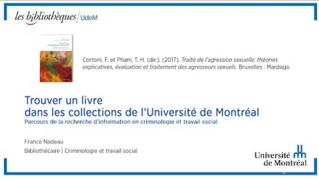 Video Trouver un livre dans les collections de l'Université de Montréal su italiano
