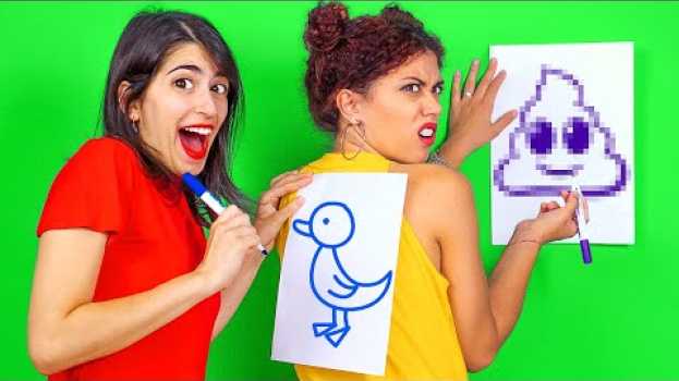 Video FUN DIY PARTY IDEAS FOR GAME NIGHT || Draw On My Back Challenge! Party Games By 123 GO! CHALLENGE en français