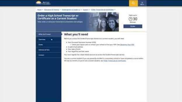 Video Registering for a BCeID and Accessing the StudentTranscripts Service en Español