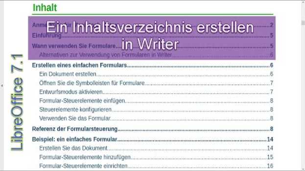 Video Ein Inhaltsverzeichnis erstellen in Writer – LibreOffice 7.1 (German/Deutsch) en français