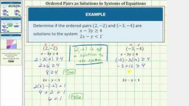 Video Determine if an Ordered Pair is a Solution to a System of Linear Inequalities em Portuguese