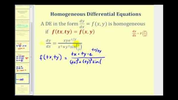 Video Determine if a First-Order Differential Equation is Homogeneous - Part 2 in Deutsch