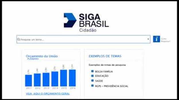 Video Desenvolvido pelo Senado, Siga Brasil Painéis permite acesso fácil ao orçamento público in English