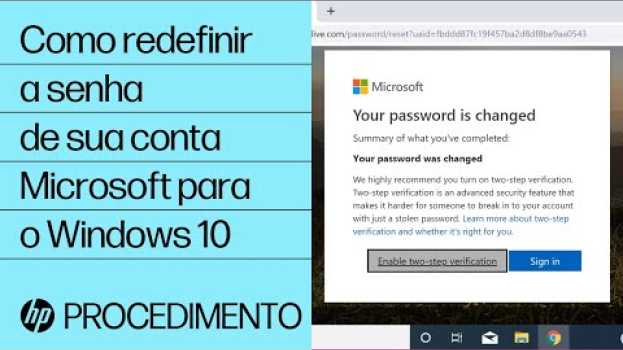 Video Como redefinir a senha de sua conta Microsoft para o Windows 10 | HP Support in Deutsch