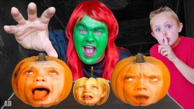 Video She Turned us into Pumpkins! Escape the Babysitter on Halloween! Kids Fun TV! em Portuguese